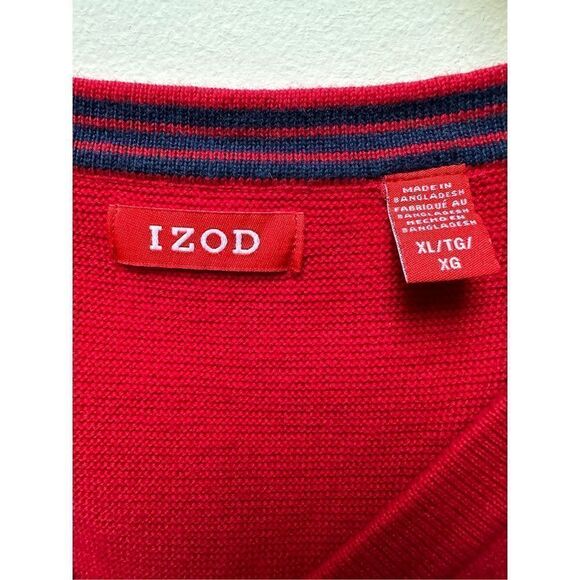 Izod men’s red v-neck pullover sweater vest size XL TG. #28-0729 - Picture 4 of 5